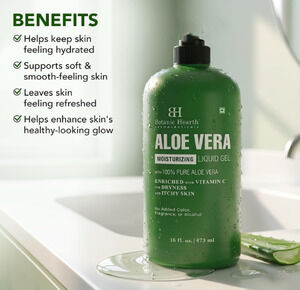 Botanic Hearth 100% Pure Aloe Vera Moisturizing Liquid Gel 16 fl oz Sealed New